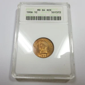 1906 P ANACS Soap Box MS64 RD Red - Indian Head Penny Cent 1c US Coin #55558A - Picture 1 of 4