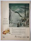 1945 magazine publicitaire pour bière - piste de ski par Marianne Appel, boisson américaine
