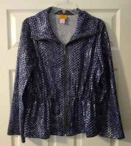 RUBY RD Jacket Purple Black Poly/Spandex Cinch Waist Shiny Snakeskin Women's 12 - Picture 1 of 8