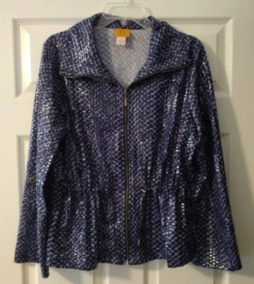 RUBY RD Jacket Purple Black Poly/Spandex Cinch Waist Shiny Snakeskin Women's 12 - Image 1 of 4