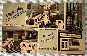 Baltimore, Maryland | Oyster Bay Restaurant ~ Multi-Views ~ Linen Postcard - Picture 1 of 2