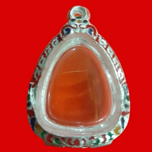 Red Empty Case Frame  Phra PidTa Silver Gem Thai Amulet Buddha Pendant 2.5*3 cm - Picture 1 of 8