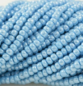 Czech Glass Seed Beads Size 6/0 " LUSTER TURQUOISE BLUE " Strands - Picture 1 of 4