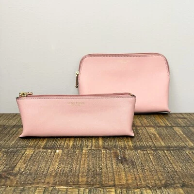 Henri Bendel West 57th Estuche Cosmético Set Rubor Rosa Saffiano Cuero Foto 1 de 4