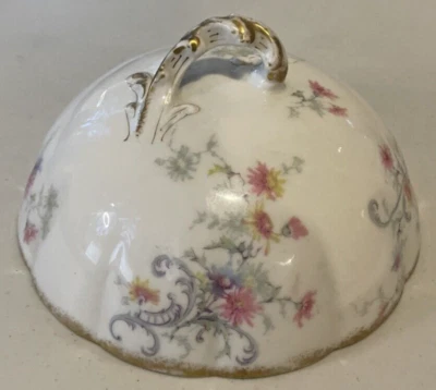 Antiguo THEODORE HAVILAND LIMOGES Rosa Azul Amarillo Flores Cúpula de Mantequilla SOLO TAPA Foto 1 de 4