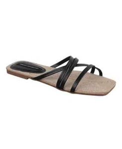 Neu mit Karton French Connection North West flache Damen-Sandalen Seil 9 schwarz - Bild 1 von 8