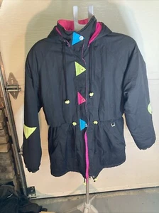 Vintage Women’s Fera Skiwear Snow Jacket Size 16 Neon Pink Blue Green Winter - Picture 1 of 21
