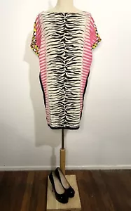 SPORTMAX CODE size 10 Black White Zebra Pink Yellow Neon Graphic Shift Dress - Picture 1 of 5