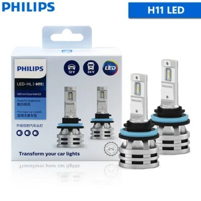 Philips Ultinon Essential G2 LED H11 6500K White Car Head Light Auto Bulbs, Pair - Image 1 of 4