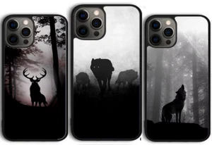 Wild Forest Animal Deer Wolf Loup Coque Cover Case For Iphone 16 Pro Max 15 14 - Photo 1 sur 7