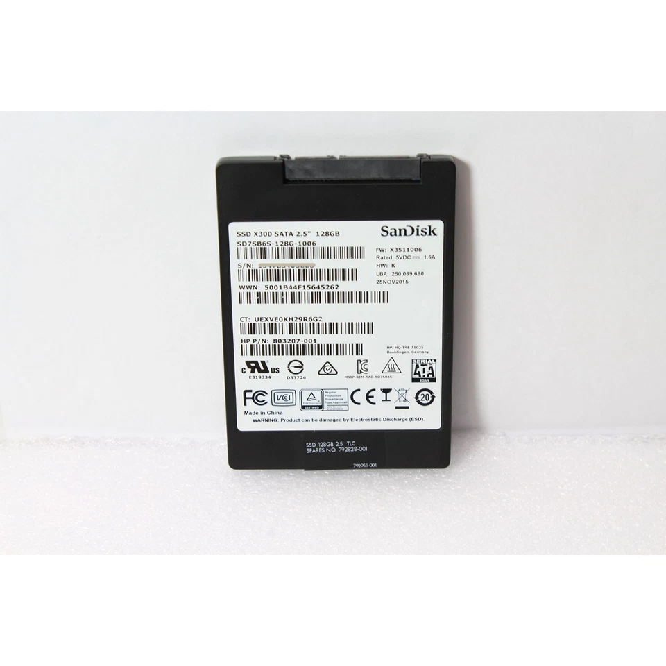 HP SanDisk X300 128GB SD7SB6S-128G-1006 SATA 6Gbps 2.5" 803207-001 792828-001 - Image 1 of 1