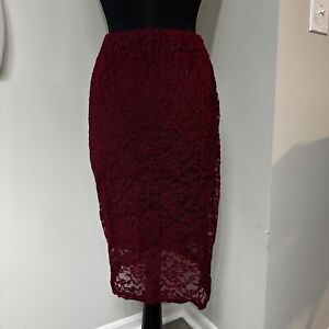 Forever21 Maroon/Burgundy Lace Skirt in Size Large