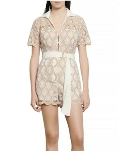 $395 - SANDRO Women's 'YANEL - E20YANEL' Beige BELTED LACE ROMPER - FR 40 (US 8) - Picture 1 of 6