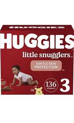 Pañales para bebé Huggies Little Snugglers, talla 3, mega colosales, 136 quilates Foto 1 de 4