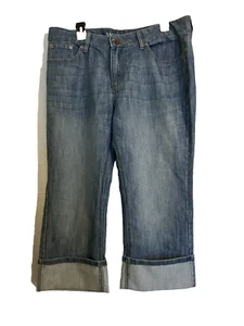 Women's Merona Blue Denim Roll Cuff Crop Pants Size 16R - Picture 1 of 3