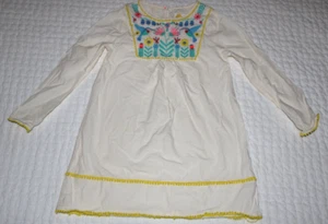 MINI BODEN Size 7/8 Girls Long Sleeve Ivory Multicolor Embroidered Spring Dress - Picture 1 of 6