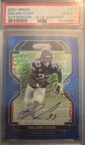 Dalvin Cook 21 Panini Prizm Football Blue Shimmer Auto/5 PSA 10 GEM NFL Vikings - Foto 1 di 3