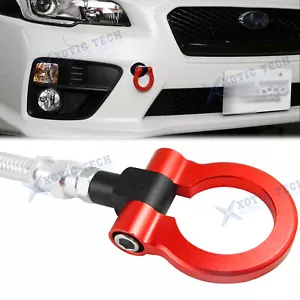 For Subaru WRX STI 2015-2019 Red Screw On Aluminum Front/Rear Car Tow Hook Kit - Picture 1 of 11
