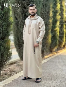 Aljazi Moroccan Thobe for Men with hat, High Quality, Modern ⭐FAST SHIPPING⭐ - Picture 1 of 5