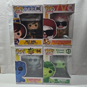 Lotto 4 icone pubblicitarie Funko Pop! Pez Girl, Ronald McDonald, Sour Ptch Kid, Germoglio - Foto 1 di 4