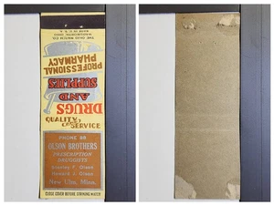 Olson Brothers New Ulm Minn Vintage Apotheke Streichholzheftchen - Bild 1 von 2
