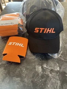 Cappello berretto da baseball STIHL nero e arancione e STIHL Coolie NUOVO OEM lotto di 2 - Foto 1 di 6