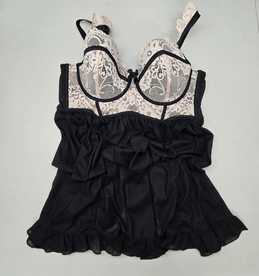 Torrid Women Sleepwear 0 Black Floral Gown Underwired Lace Bow Strap - Image 1 of 4