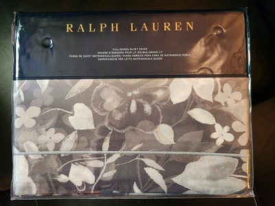 Ralph Lauren Duvet Cover Full Queen Gray Charcoal Floral Cotton New - Image 1 of 4