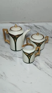 RARE Vintage Arts & Crafts Hand Painted Thomas Germany Porcelain Coffee Tea Set - Picture 1 of 17