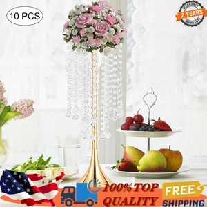 10Pcs Wedding Flower Stand Holder 55.6cm Tall Crystal Grand Centerpiece Stands - Picture 1 of 13