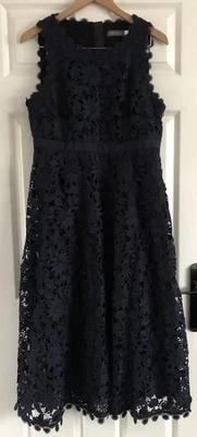 Mint Velvet Stunning Luxury Navy Lined Lace Dress Size 14 RRP £180 - Image 1 of 4