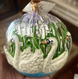 Sgnd Radko 12 Days of Christmas "SEVEN SWANS A SWIMMING" Glass Ornament Numbered - Picture 1 of 6