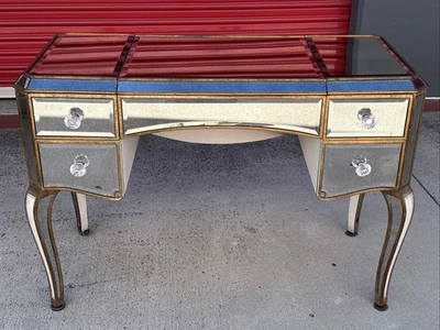 Horchow Tocador Francés Moderno ANTIGUO ESPEJO MESA DE MAQUILLAJE Foto 1 de 4