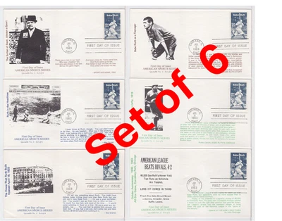 TurtlesTradingPost- Babe Ruth- 1983 FDC #2046 American Sports Series- Set of 6 - Image 1 of 3