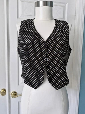 VTG Laundry by Shelli Segal Women's Sz M brown Vest sleeveless Floral Pattern  - Image 1 of 4