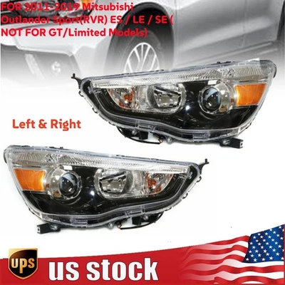 Pair For 2011-2019 Mitsubishi Outlander Sport Headlight Headlamp Left+Right Side Foto 1 de 4