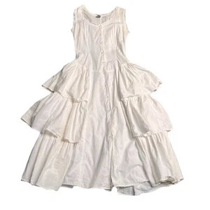 Starina Vintage 100% Cotton Fairy Cottage Tiered Ruffle Dress Small S Off-White - Picture 1 of 20
