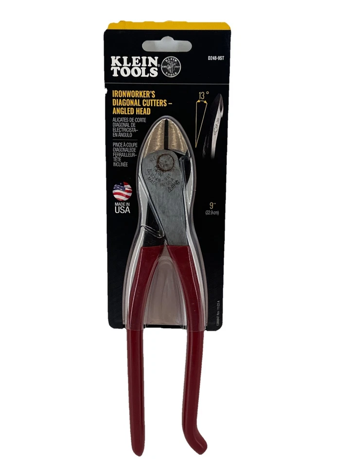 Klein Tools Ironworkers Diagonal Cutters Angled Head D248-9ST Bent-Nose Pliers - Image 1 of 4