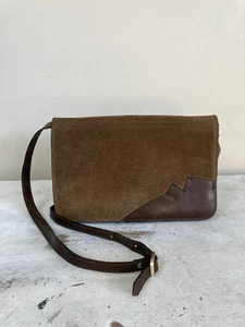 Vintage Brown Suede Leather Handbag Shoulder Bag RAVEL made in Italy Boho Hippie - Picture 1 of 9