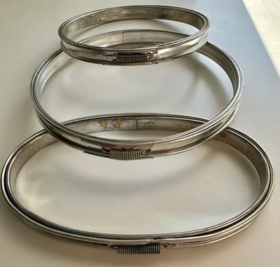 (LOT OF 3) 6" 5" Vintage Spring Tension, Cork Lined Metal Embroidery Hoops - Image 1 of 4