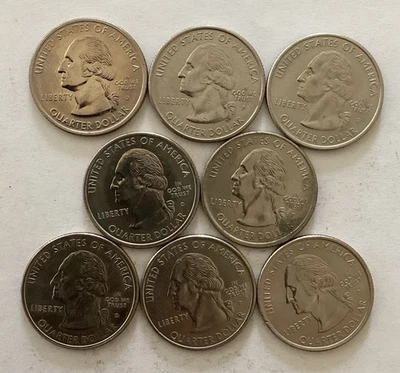 1999-D (4) & P (1) Connecticut & D (3) Deleware State Quarter 8-Coin Lot - Image 1 of 2