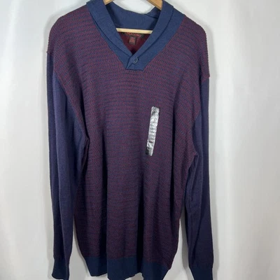 LINEA UOMO Blue & Red Preppy Wool Blend Sweater Size 2XLT - Image 1 of 4