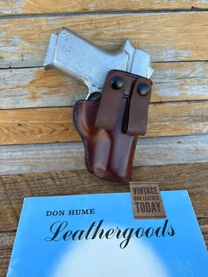 Vintage Don Hume H715 33T1 Brown Leather Open Top IWB Holster For S&W 4053 4053T - Image 1 of 2
