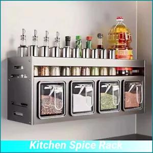 4-Grid Wall Mounted Spice Rack Kitchen Storage Rack no Need to Punch Holes NEW - Picture 1 of 5