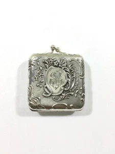 Antike französische Sterling Silber Vermeil Pillendose mit Spiegel Jugendstil 20. Jh. - Bild 1 von 12