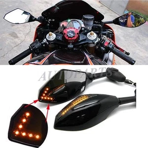 LED TURN SIGNAL REAR VIEW MIRRORS FOR 1999 2000 2001 YAMAHA YZF-R1 YZF R1 R6 R6S - Picture 1 of 9