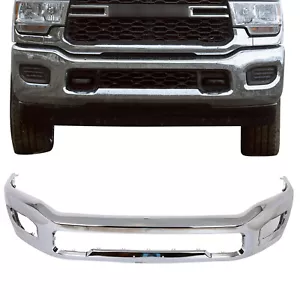 Chrome For 2019-2023 RAM 2500 3500 Steel Front Bumper Face Bar w/ Fog Holes - Picture 1 of 4