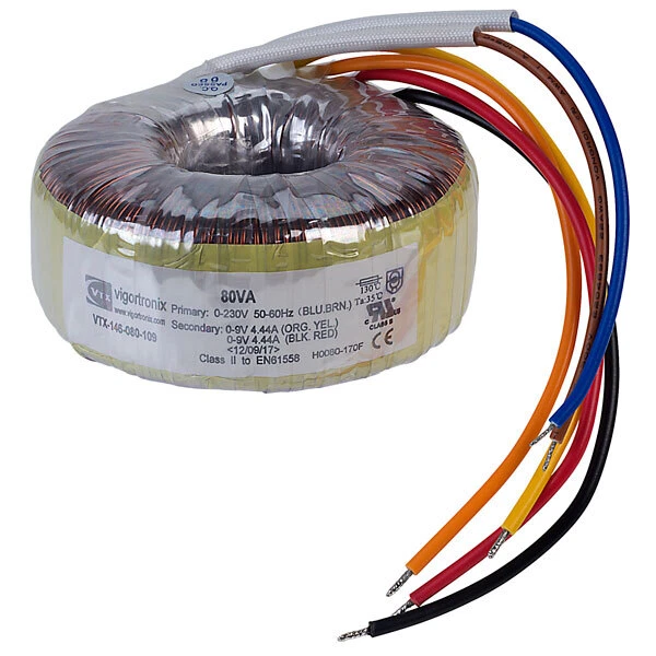 Vigortronix VTX-146-080-109 Toroidal Transformer 230V Single Primary 80VA 0-9V - Image 1 of 1
