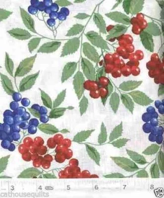 A Few of My Favorite Things Berries White Quilt Fabric - Free Shipping - 1 Yard - Image 1 of 2