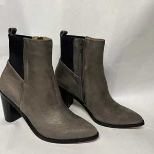 Stivaletto Corso Comeo Hurray Gunmetal spolverato metallizzato 7m zip laterale tacco scamosciato - Foto 1 di 11